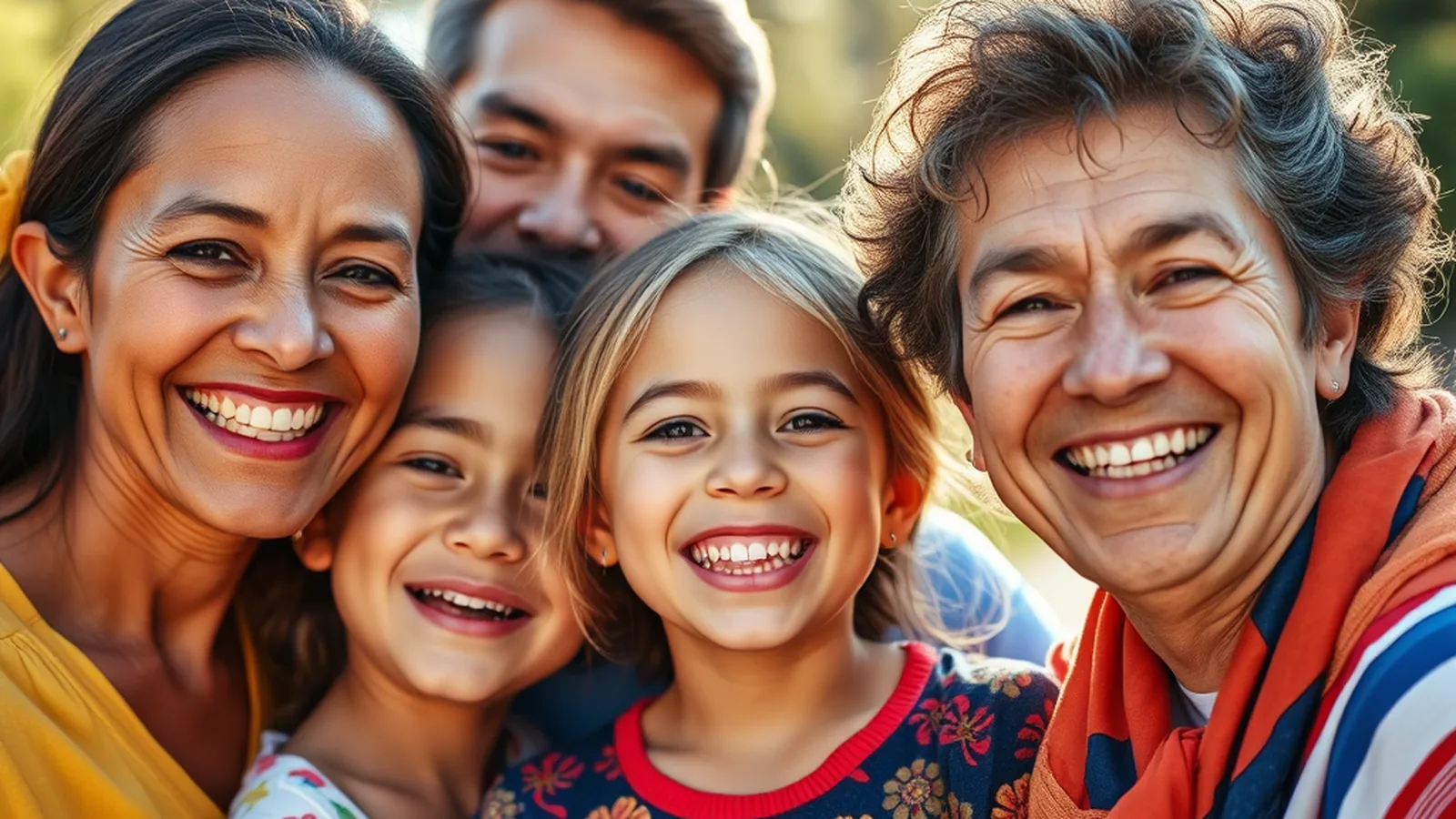 Three generations of a smiling family together